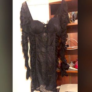 Black lacy long sleeved LaSenza chemise lingerie